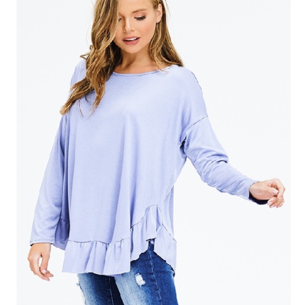 SO PRETTY!  Gorgeous Periwinkle Ruffle Top - Picture 3 of 7